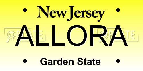 ALLORA New Jersey License Plate