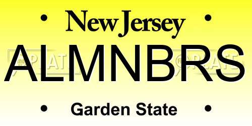 ALMNBRS New Jersey License Plate