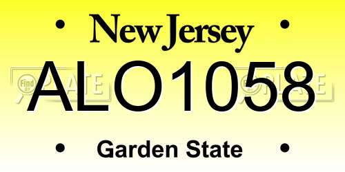 ALO1058 New Jersey License Plate