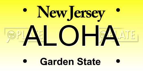 ALOHA New Jersey License Plate
