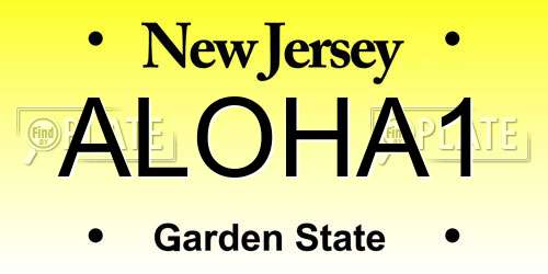 ALOHA1 New Jersey License Plate