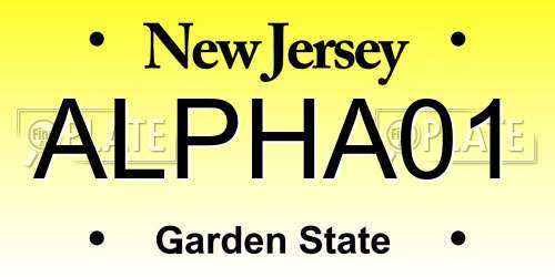 ALPHA01 New Jersey License Plate