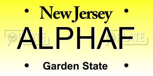 ALPHAF New Jersey License Plate