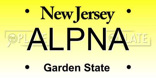 ALPNA New Jersey License Plate