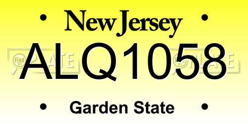 ALQ1058 New Jersey License Plate