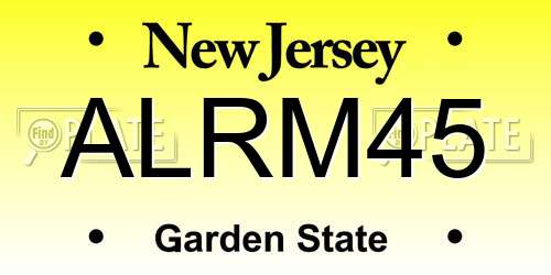 ALRM45 New Jersey License Plate
