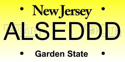 ALSEDDD New Jersey License Plate