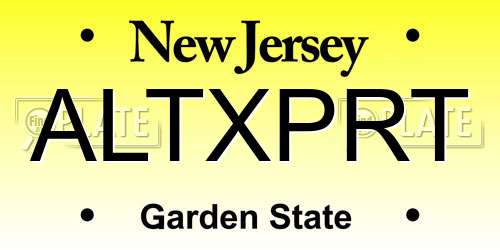 ALTXPRT New Jersey License Plate