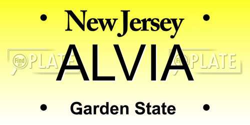ALVIA New Jersey License Plate