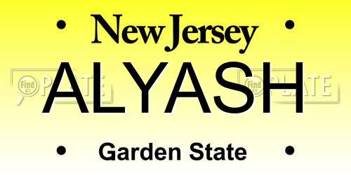 ALYASH New Jersey License Plate