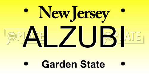 ALZUBI New Jersey License Plate