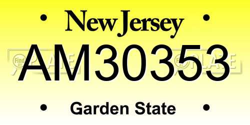 AM30353 New Jersey License Plate