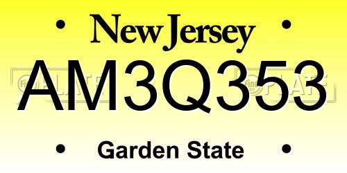 AM3Q353 New Jersey License Plate
