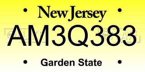 AM3Q383 New Jersey License Plate