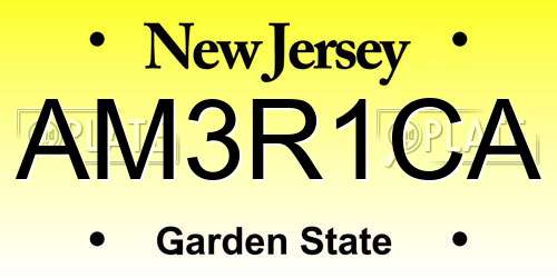 AM3R1CA New Jersey License Plate