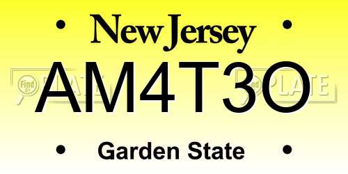 AM4T3O New Jersey License Plate