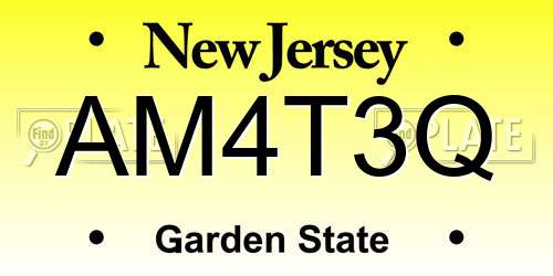 AM4T3Q New Jersey License Plate