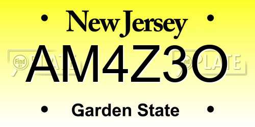 AM4Z3O New Jersey License Plate