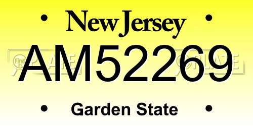 AM52269 New Jersey License Plate