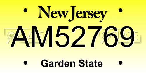 AM52769 New Jersey License Plate