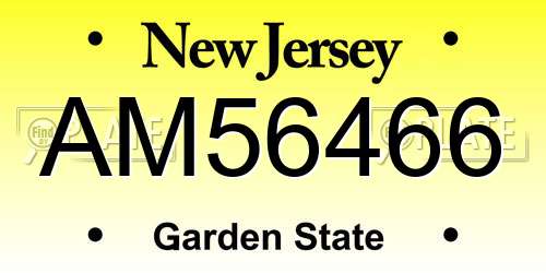 AM56466 New Jersey License Plate