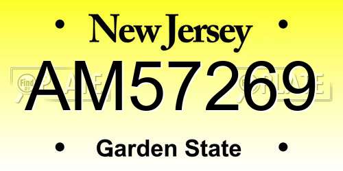 AM57269 New Jersey License Plate