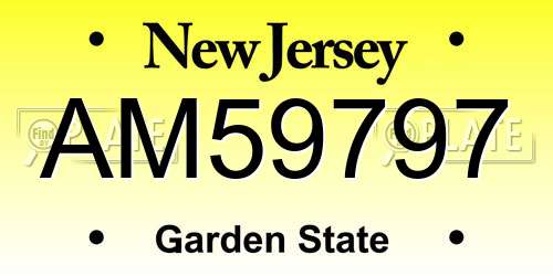 AM59797 New Jersey License Plate