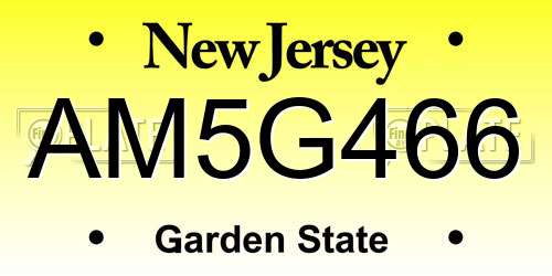 AM5G466 New Jersey License Plate