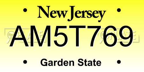AM5T769 New Jersey License Plate