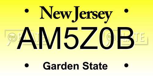 AM5Z0B New Jersey License Plate