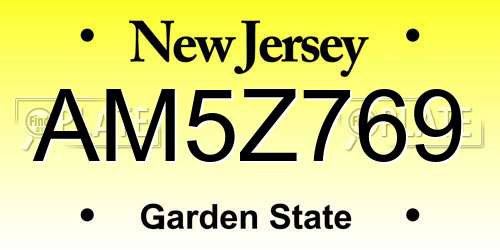 AM5Z769 New Jersey License Plate