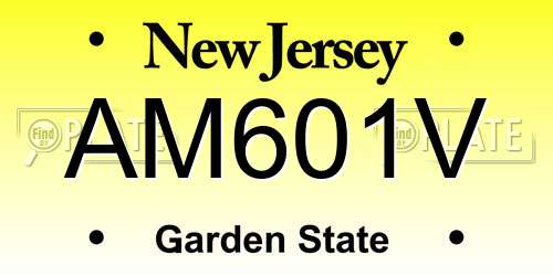 AM601V New Jersey License Plate