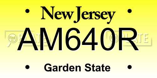 AM640R New Jersey License Plate