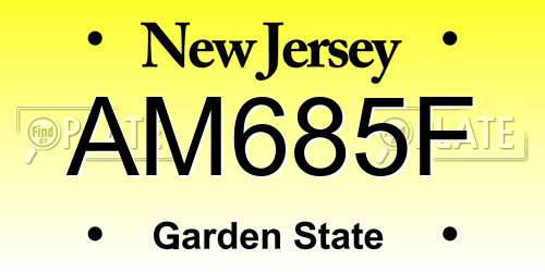 AM685F New Jersey License Plate