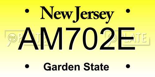 AM702E New Jersey License Plate