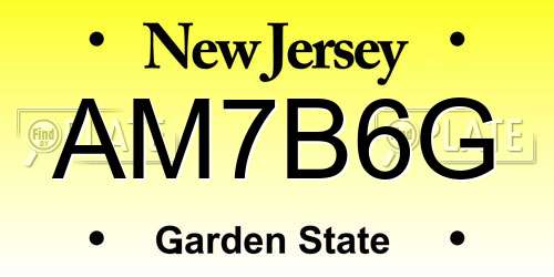 AM7B6G New Jersey License Plate
