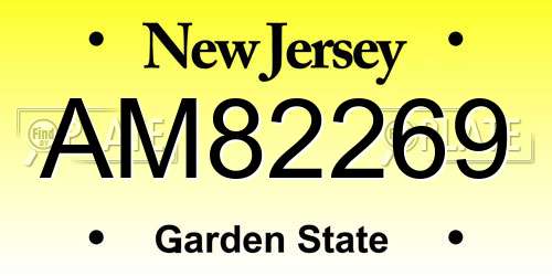 AM82269 New Jersey License Plate