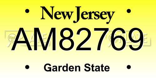 AM82769 New Jersey License Plate