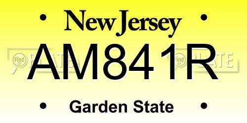 AM841R New Jersey License Plate