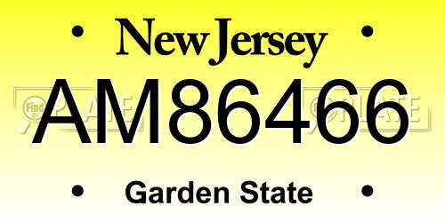 AM86466 New Jersey License Plate