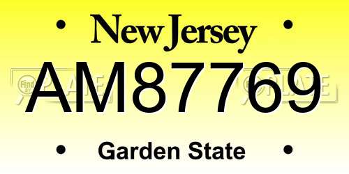 AM87769 New Jersey License Plate