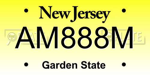 AM888M New Jersey License Plate