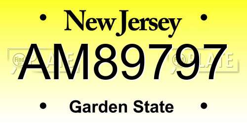 AM89797 New Jersey License Plate