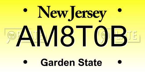AM8T0B New Jersey License Plate
