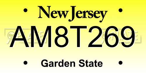 AM8T269 New Jersey License Plate