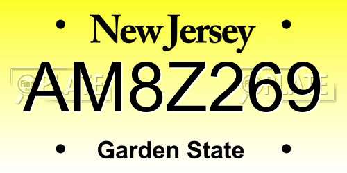 AM8Z269 New Jersey License Plate