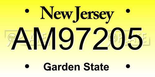AM97205 New Jersey License Plate