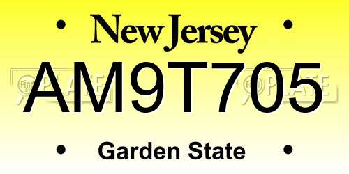 AM9T705 New Jersey License Plate
