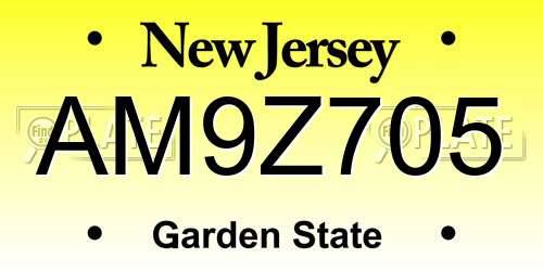 AM9Z705 New Jersey License Plate