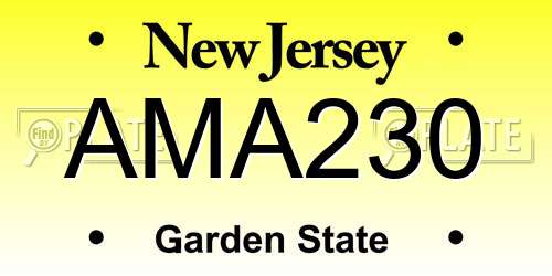 AMA230 New Jersey License Plate